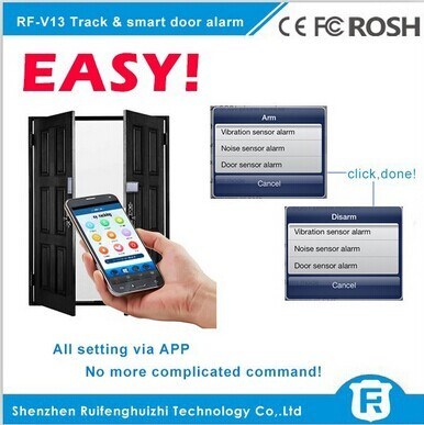 Alarme do sensor da porta do roubo de Reachfar RF-V13 anti/alarme de porta esperto do perseguidor G/M dos sms